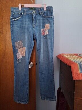 Ralph Lauren Authentic Bintage Women’s Blue Embroidered Patch Jeans Women's Size